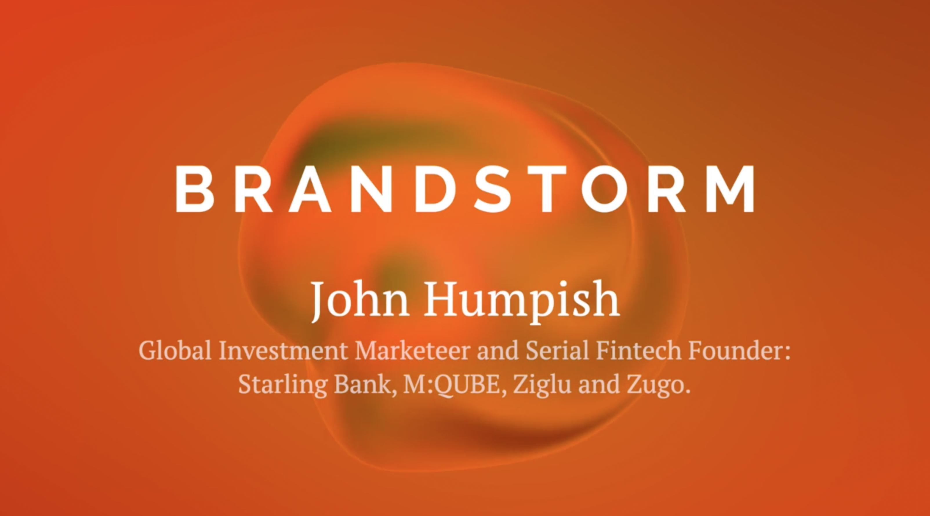 Fin Brandstorm podcast cover featuring John Humpish, fintech pioneer and marketing leader, discussing financial brand strategies and future trends